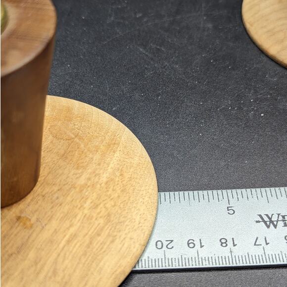 Pair 2 VTG Ellingson Myrtlewood wood Mid Century Modern MCM candlestick holders - Picture 12 of 13